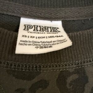 PINK Victoria's Secret Olive Camo Ribbed Neck Tee